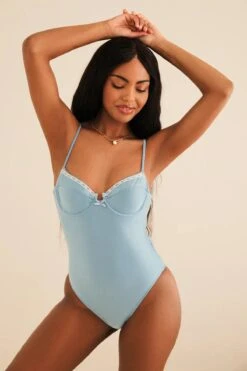 Happy Life Back Bow One Piece -Dippin Daisys Shop D1943JSHLD BBYB happy life one piece baby blue 2