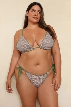 Cassie Triangle Bikini Top -Dippin Daisys Shop D4315 CSEG cassie top cocoa stripe elm green 8