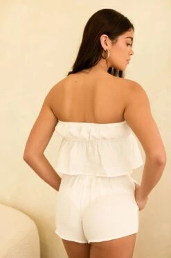 Hanna Strapless Top & Elastic Short Set -Dippin Daisys Shop D5156JGALD WHT hanna set white 3