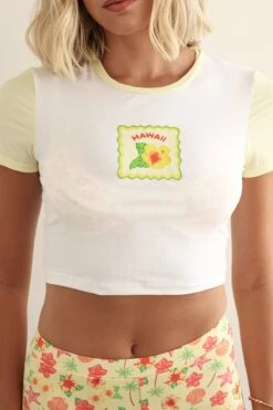Baby Tee -Dippin Daisys Shop D7151 WHTY baby tee white tender yellow 1