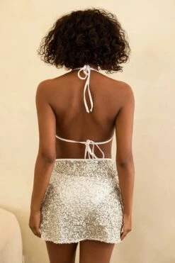 Rumours Tie String Skirt 5 Rumours Tie String Skirt -Dippin Daisys Shop D8118JSQOD SLVR rumours skirt silver 3