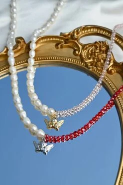 Dreamsbaby Jewels X Dippin Daisys Silver Cherub Necklace -Dippin Daisys Shop DDBJCN RED silver cherub necklace red 2