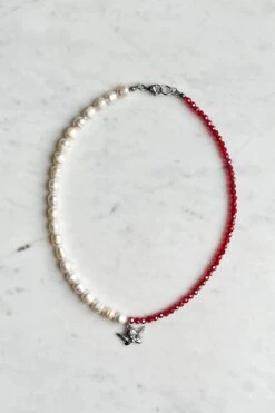 Dreamsbaby Jewels X Dippin Daisys Silver Cherub Necklace -Dippin Daisys Shop DDBJCN RED silver cherub necklace red 3