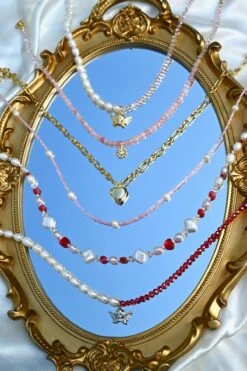 Dreamsbaby Jewels X Dippin Daisys Dainty Beaded Necklace -Dippin Daisys Shop DDBJSBPN PNK dainty beaded necklace pink 4